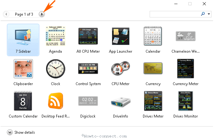 desktop gadget calendar for windows 10